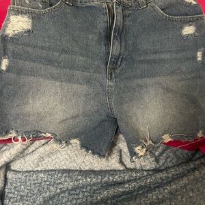 Distressed Denim Shorts